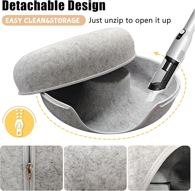 Tunnel Bed for Indoor,cattasaurus Peekaboo cat cave for Multiple,Detachable Felt Felt Washable Interior for Indoor Cats,Donut Tunnel -24inch(Light Gray) (Light Gray + Dark Gray)