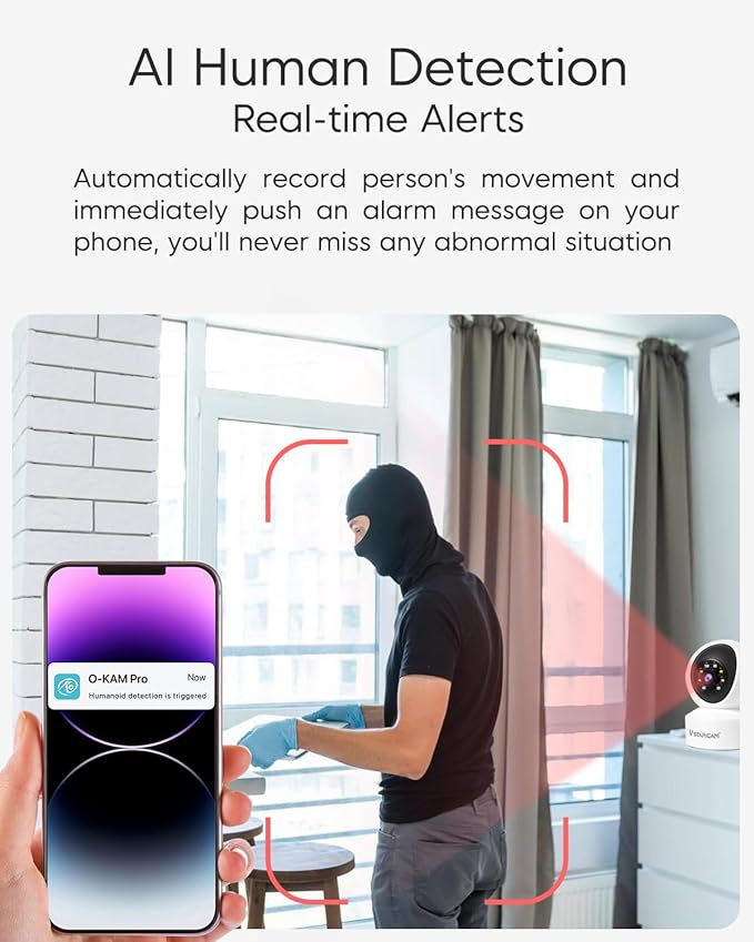 VSTARCAM Indoor 360° Pan-Tilt Home Security Camera, 2K QHD Dog Camera with Color Night Vision, Motion Detection for Baby and Pet Monitor, 2-Way Audio, Works with Alex, Cloud & SD Card Storage