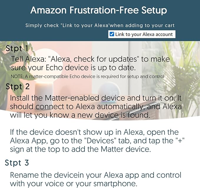 Smart Plug, Matter Compatible, Matter Hub Required, Easy Setup(FFS:Frustration-Free Setup), Work with Alexa, Google Home, Apple HomeKit(Siri)& SmartThings, 2.4 GHz Wi-Fi only (1 Pack)