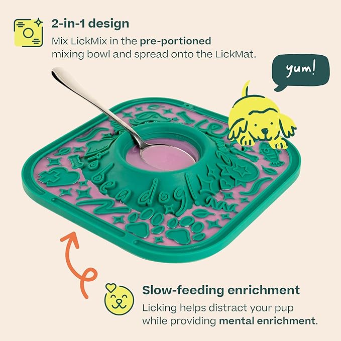 WOOF LickMat - Easy-to-Clean Lick Mat for Dogs - Slow Feeder Mat with Non-Slip Design - BPA-Free Silicone Lick Mat - Interactive Dog Toys - Lavender