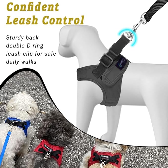 Comfort fit Step-in Dog & Puppy Harness - Comfortable Dog & Puppy Vest: Adjustable, Soft Padded, Easy to Put-on for Small, Medium-Sized Dogs.