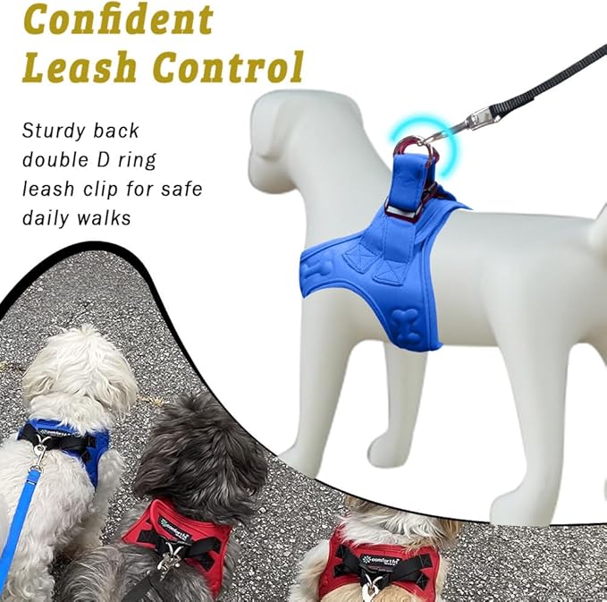 Comfort Fit Dog Harness Small Medium Sized Dogs No Pull Step in Dog Harness with Adjustable Buckles Soft Padded Easy Control Vest Harness Training Walking Running Extra Comfort Inside Velvet Plush