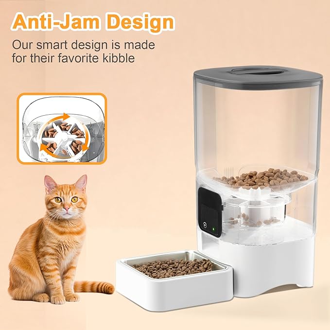 Automatic Cat Feeder 6L,Timed Cat Feeders for Dry Food, 2.4G WiFi Pet Feeder with APP Control for Remote Feeding,Automatic Dog Food Dispenser with Alexa,1-10 Meals Per Day for Dog