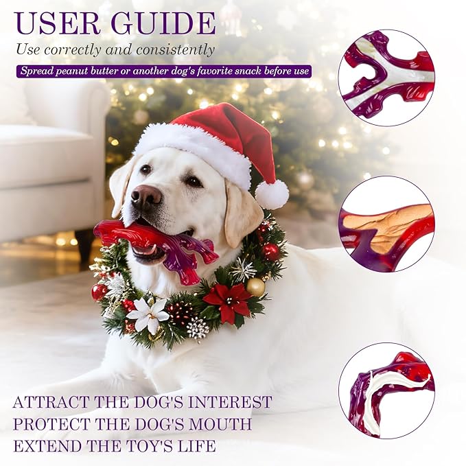 6-Pack Indestructible Dog Toys for Large Breed: Dog Toys for Aggressive Chewers, Nylon Dog Chew Bones for Large Dogs, Dog, Irresistible Beef Flavor