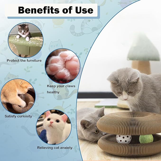 Magic Organ Cat Scratcher Adventure Toy with Bell and Catnip Balls Toys Foldable Recyclable Accordion Kitten Toy Ultimate Interactive Mental & Physical Exercise Cat Toys for Indoor Cats