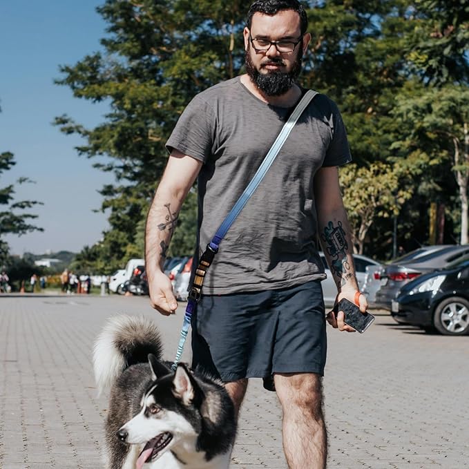 Roses&Poetry Hands Free Dog Leash for Medium Large Dogs Heavy Duty, No Pull Bungee Dog Running Waist Leash for Walking Training with Car Seatbelt 4-6FT