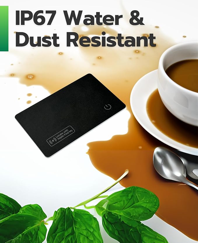 JTD Wallet Tracker Card - 0.07in Ultra-Thin Bluetooth Card Finder, IP68 Waterproof, Works with Apple Find My (iOS Only), Item Locator for Wallet, Passport, Luggage, Backpack