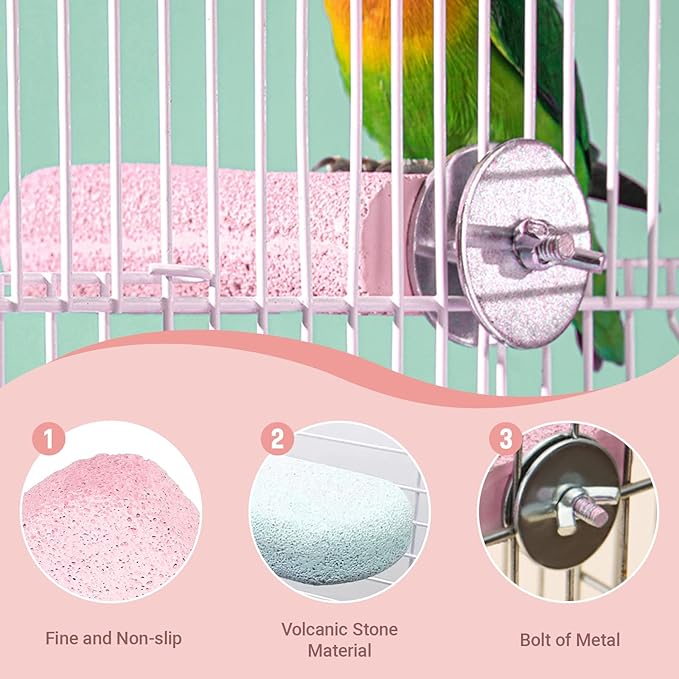 4PCS Bird Beak Grinding Stone,Parrot Cage Perch Stand Platform Foot Claws Trimmer Chewing Toys,Washable Cage Furniture for Small Medium Bird,Budgies, Parakeets, Cockatiels, Conures(Pumice)