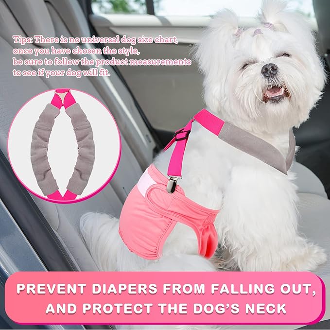 Saintrygo 2 Pcs Dog Suspenders for Diapers Female Male Belly Bands Canine Harness Keep Diaper on Your Pet for Small Medium and Large Dogs(Black, Pink,Medium)