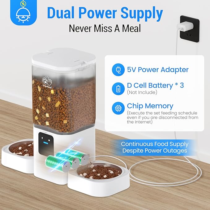 Automatic Cat Feeders 2 Cat with Slow Feed: Dual Automatic Dog Feeder with 5G WiFi, cat Food Dispenser with Alexa for Multiple Pets, Detachable for Easy Clean - 29 Cup（7L Large Capacity）