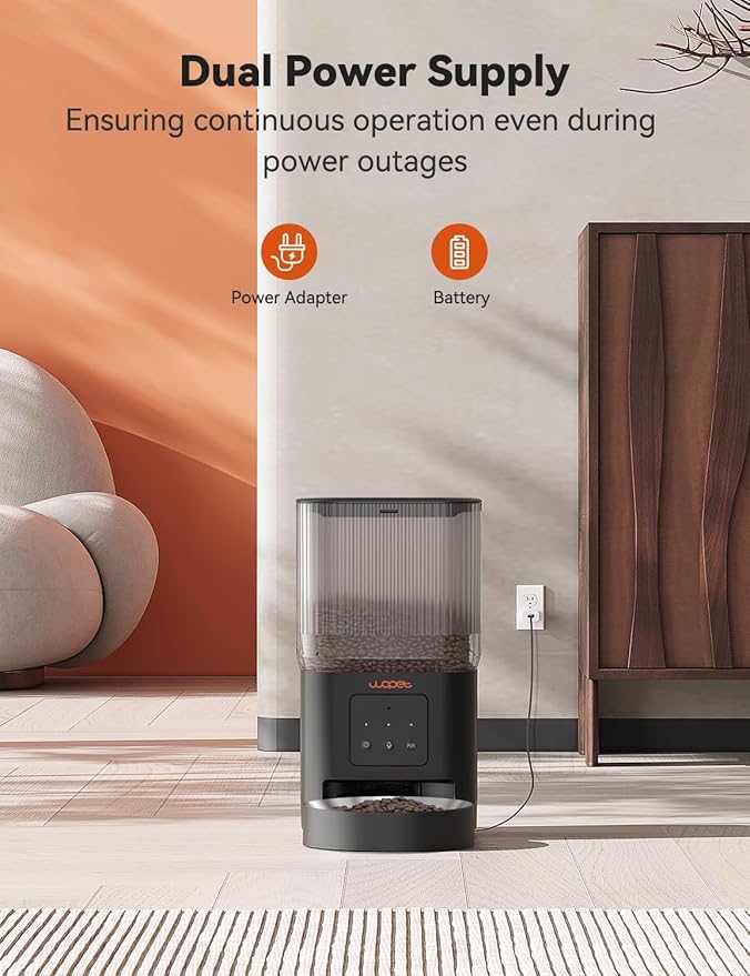 WOPET Automatic Cat Feeder, 5G WiFi Automatic Dog Feeder with APP Control for Remote Feeding, Cat Food Dispenser with Low Food Sensor and Voice Recorder,Up to 10 Meals Per Day for Cats and Dogs