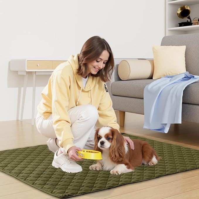 Smiry Waterproof Dog Bed Cover Blanket, Soft Reversible Pet Blanket, Washable Leakproof Cats Dogs Couch Cover for Sofa, Couch, Furniture, Plaid (82x82 Inch, Green/Navy)