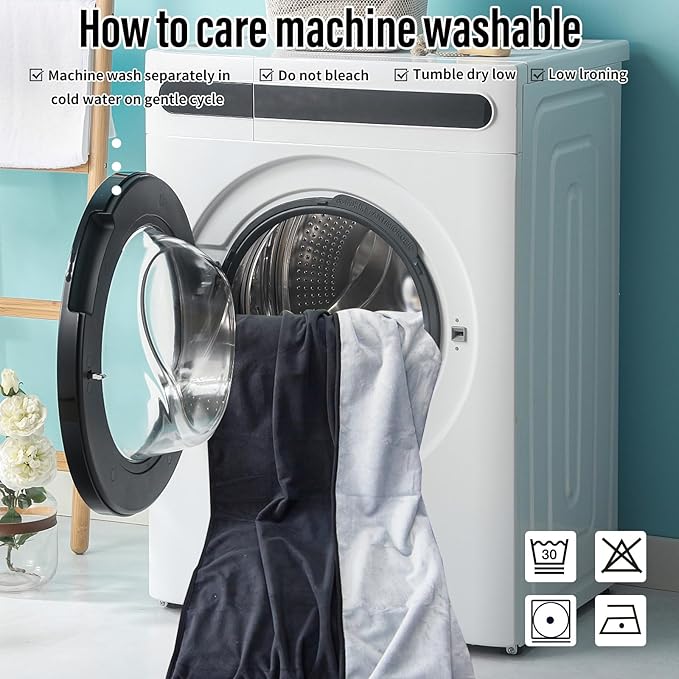 Waterproof Blanket for Bed Couch Sofa, 60"x80" Reversible & Washable, Waterproof Blanket Queen Size, Water Resistant Twin Bed Blankets, Leakproof (Black/Light Grew)