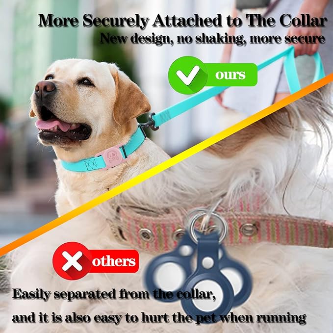 2 Pack Waterproof AirTag Dog Collar Holder Compatible with Apple AirTag, Silicone Hidden Loop Holder for Airtag Tracker, Anti-Lost Dog Collar Air Tag Accessories(White,Pink)