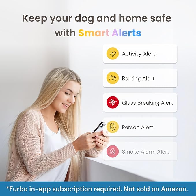 Furbo 360° Dog Camera - Unlock with Paid Plan: Home Security & Dog Safety Alerts, Rotating Pet Treat Dispenser w/ 2-Way Speaker, Smart Indoor Cam w/Phone App (3mo Minimum Subscription Required)
