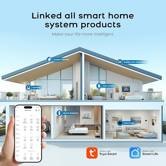 PGST Home Security Alarm Systems with 2MP HD Security Camera,Door/Window Sensors,Motion Detector,Loud Alarm Siren,Remote,Touch Screen,4G SMS/Tuya App Alerts,Work with Google for Villa,Apartment,House