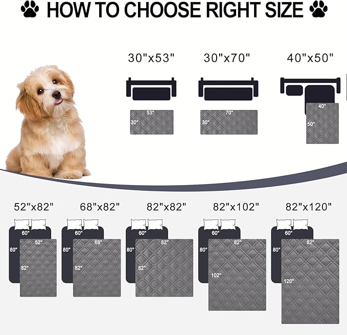 Smiry Waterproof Dog Blanket, 30x53 Inch Soft Pet Bed Cover Reversible, Washable Sofa Couch Furniture Protector for Small Medium Large Dog Puppy Cat, Geometric, Grey/Light Grey