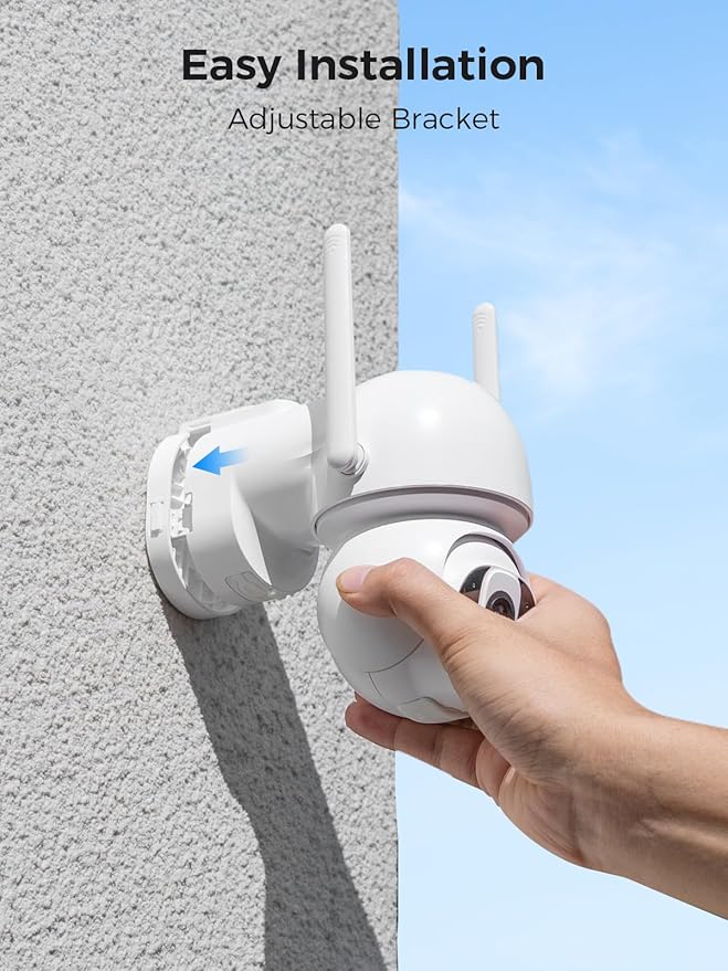 Solar Security Camera Outdoor Wireless WiFi Pro, 4MP Color Night Vision, AI/PIR Motion Detection, 360 PT, 2-Way Audio, IP66, 2.4/5GHz, SD/Cloud Storage, Compatible with Alexa, Mobile App & HomeBase