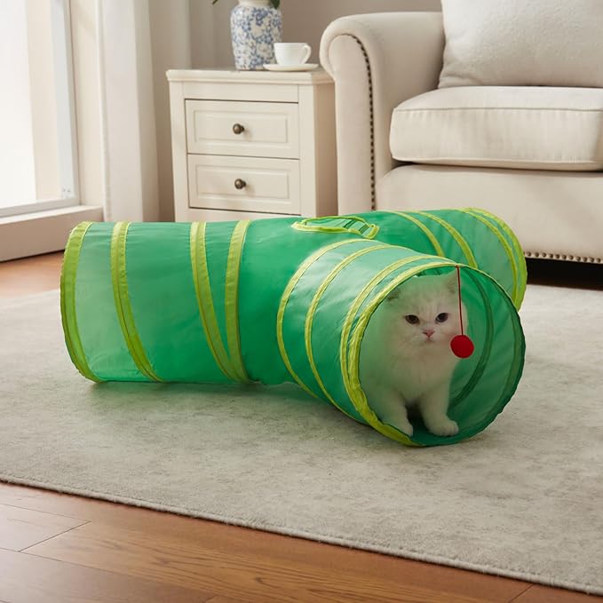Cat Tunnels for Indoor Cats 3 Way Play Toy Kitty Tunnel Peek Hole Toy with Ball for Cat Tube Fun for Rabbits Kittens and Dogs