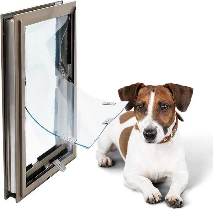 Elbert Mountain Pet Door - Door Model | Cat & Dog Door | Energy-Efficient Single Vinyl Flaps | Locking Security Cover | Reinforced Aluminum Frame