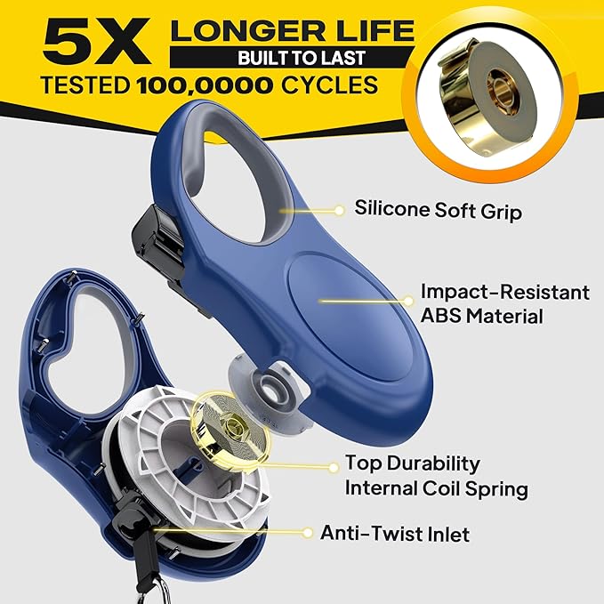 Fida Retractable Dog Leash, 10ft Heavy Duty Pet Walking Leash for X-Small Dog or Cat up to 18 lbs, Tangle Free. One-Hand Brake (X-Small,Navy Blue)