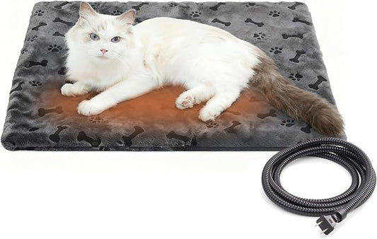 Heated Pet Pad for Dogs and Cats, Waterproof Heating Mat with Chew-Resistant Cord, Constant Warmth for Indoor & Covered Outdoor Use, Multiple Sizes and Colors (Grey, S: 16" × 13" × 1.3")