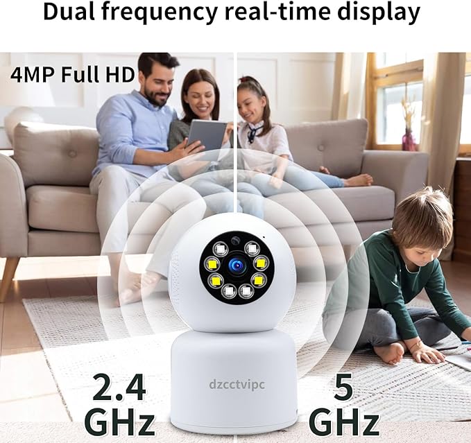 3K Dual-Band WiFi Indoor Camera, Baby Monitor with 24/7 Cloud Recording,AI Motion Tracking & 360° Auto Rotation,Color Night Vision,2-Way Audio,No Blind Spot