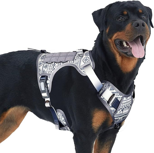 AUROTH Tactical Dog Harness for Large Dogs No Pull Adjustable Pet Harness Reflective K24 Working Training Easy Control Pet Vest Military Service Dog Harnesses