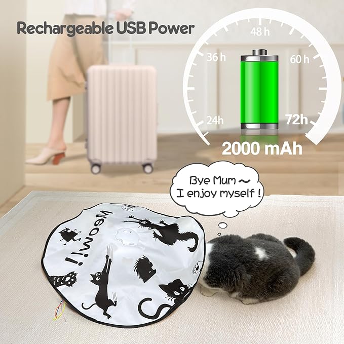 ORSDA Cat Toys, Interactive Cat Toys for Indoor Cats, 4 in 1 Automatic Rechargeable Enrichment Toy for Cats Home Alone for Bored Indoor Self Play Kitten
