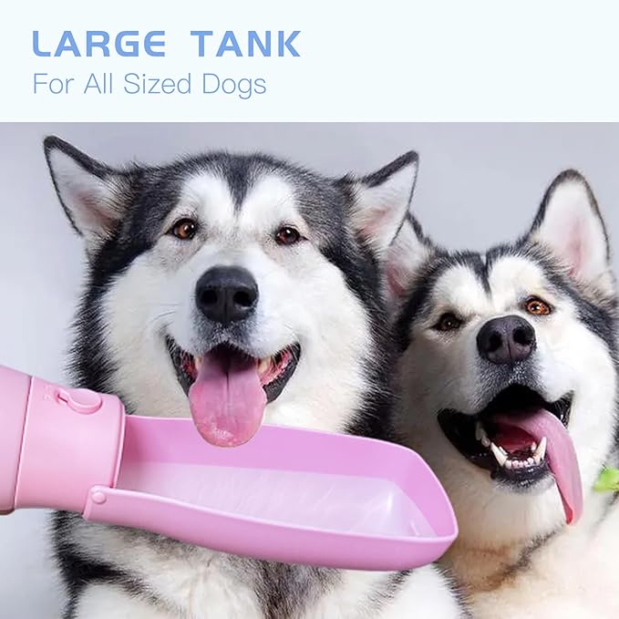 Dog Water Bottle Portable 19Oz, Food Grade Material Portable Dog Water Bowl Dispenser for Small Medium Large Dogs, Pet Essentials for Outdoor Walking Traveling, Dog Gifts (Pink&Blue)