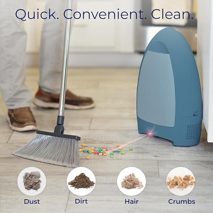 EyeVac Home Touchless Vacuum Automatic Dustpan - Great for Sweeping Pet Hair Food Dirt Kitchen - Fast & Powerful, No More Bending Down, Bagless, Corded, 1000 Watt (Serene Blue - Limited Edition)