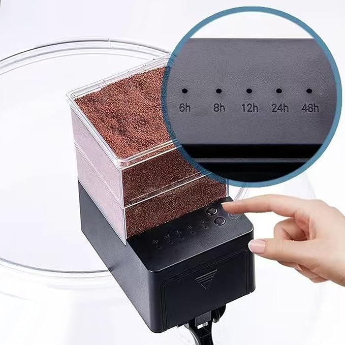 Automatic Fish Tank Feeder, with 5-Speed Airtight Dispensing, 21x11x8cm, Auto Fish Feeding Machine, Aquarium Feeding Device, Smart Timer Function, for Home Tanks, Ponds, Turtles, Betta, Shrimp