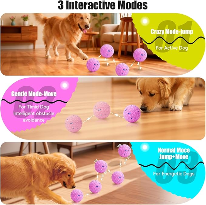 Smart Interactive Dog Toys for Aggressive Chewers, Self-Moving Chew Proof Dog Ball with Automatic Vibrating, IP54 Waterproof & E-TPU Material - Boredom & Training for Medium/Large Dogs