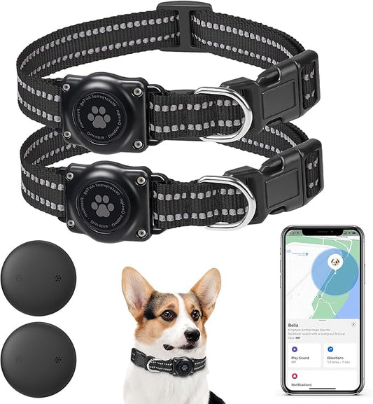 GPS Tracker for Dogs, Mini GPS Cat Tracker, Smart Pet Activity Tracker (iOS Only), No Monthly Fee, Compatible with Apple Find My, Anti-Lost, Finder Tag for Vehicles/Pets/Kids/Items (2 Pack)