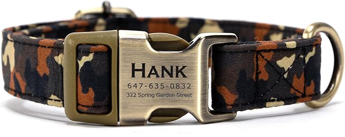 Personalized Dog Collar with Name and Phone Number Engraved,Adjustable Custom Puppy Collar,Organic Cotton Pet Collar for Small Medium Large Boy Girl Dogs