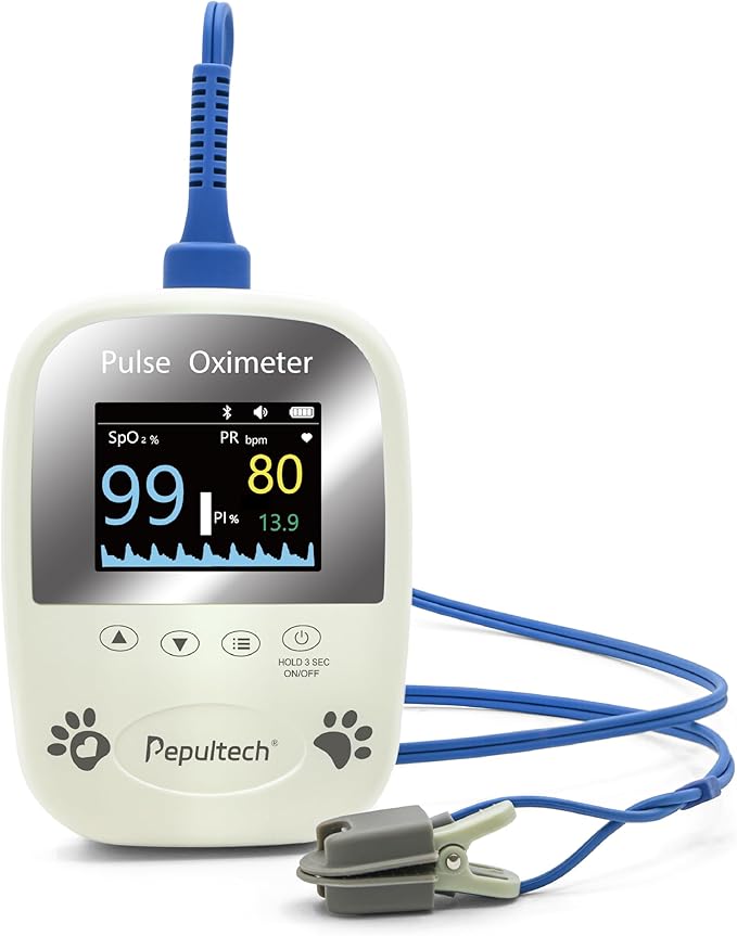Veterinary Pulse Oximeter for Dogs Cats,Bluetooth Pet Heart Rate Monitor, Veterinarian Blood Oxygen Saturation and Pulse Rate Spo2 Monitor,Clinic or Pre-Vet Student Tools