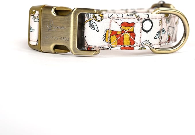 Personalized Dog Collar with Name and Phone Number Engraved,Adjustable Custom Puppy Collar,Organic Cotton Pet Collar for Small Medium Large Boy Girl Dogs