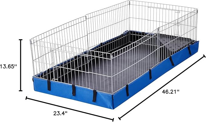 Amazon Basics - Comfortable Indoor-Outdoor Small Pet Guinea Pig Habitat Cage with Canvas Bottom, Blue, 46.65"L x 13.78"W x 23.62"H