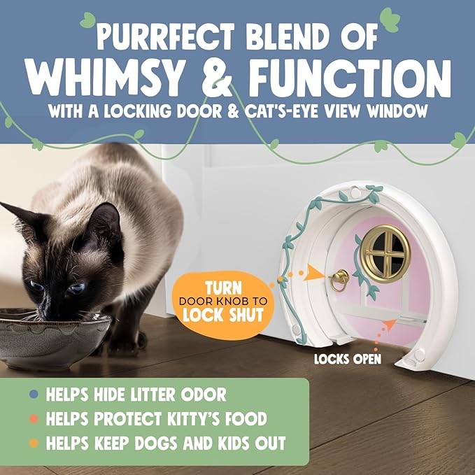 Gnome® Door Cat Door for Interior Doors - Stylish & Functional with No Flap, Lockable, and Easy Installation, Spacious Large Kitty Door for Cats Up to 20 lbs, Private and Comfortable Pet Door