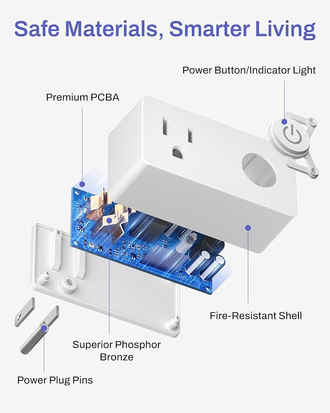BN-LINK WiFi & Bluetooth Smart Plug, Heavy Duty Smart Timer Outlet Works with Alexa & Google Home Assistant, Remote & Group Control, No Hub Required, ETL & FCC Certified, 2.4GHz WiFi Only, 4 Pack