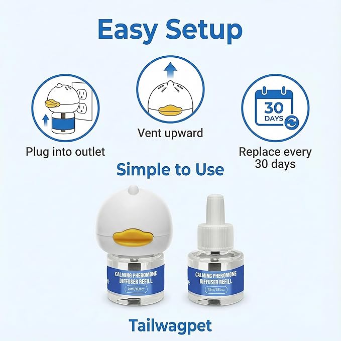 Dog Calming Pheromones Diffuser Kit - 180 Day Supply (8 Pack: 2 Plug-ins + 6×48mL Refills) - Anxiety, Barking, Aggression & Stress Relief for Dogs
