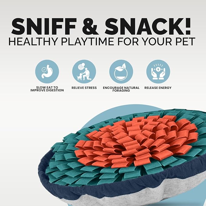 PET ARENA Snuffle Mat for Dogs - Adjustable Interactive Puzzle Toy for Large & Small Breed Slow Feeder for Mental Stimulation & Stress Relief Encourages Natural Foraging Ideal for Indoor & Outdoor Use