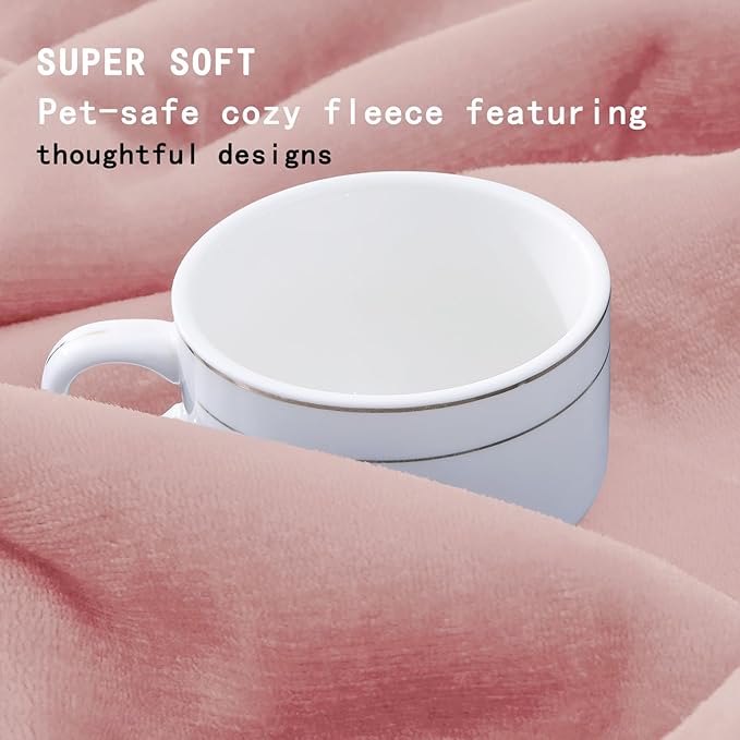 Smiry Waterproof Dog Bed Blanket, Leakproof Pet Throw Blanket for Bed Couch Sofa, Reversible Sherpa Fleece Furniture Protector Cover for Small Medium Large Dogs Cats (Dusty Pink, 40x57 inches)