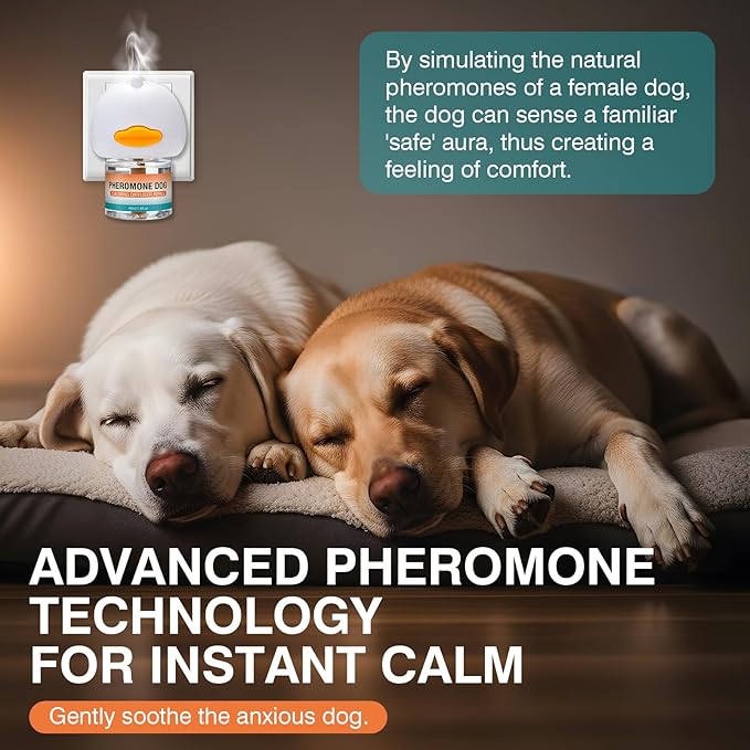 Dog Calming Pheromones Diffuser to Calm Pet 12 in 1 Advanced Kit Appeasing Pheromone for Anxiety Relief (5 Plug in+7 Pack 48ml Refill) Reduce Aggression Fighting Barking Stress (Tasteless)