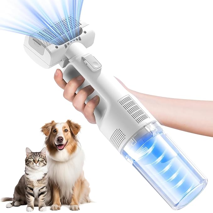 Dog Vacuum for Shedding Grooming, Pet Grooming Vacuum for Dogs, Cat Grooming Supplies, Vacuum Pet Hair Remover Tool with Slicker Deshedding Dog Brush for Shedding Dematting Comb Kit