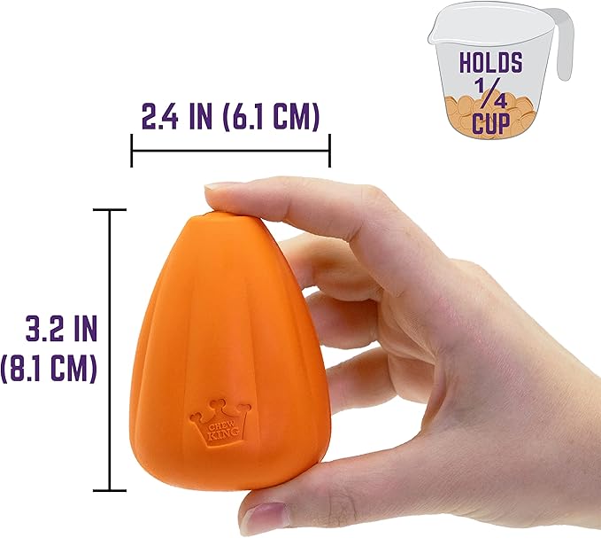 Chew King by Mammoth Premium Treat Dog Toy, Extremely Durable Natural Rubber Toy, Bacon Flavored Dog Treater, Orange Medium