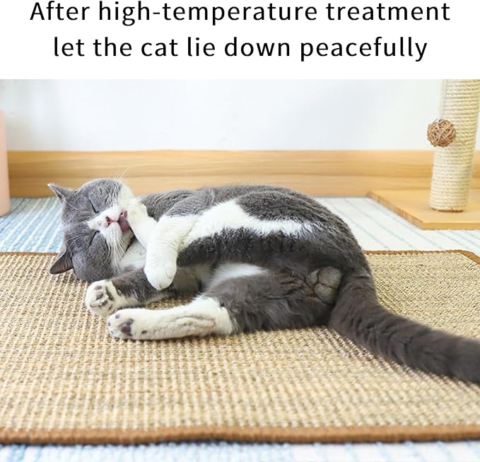 Cat Scratcher Mat for Indoor Cats, Natural Sisal Cat Scratch Blanket with Tapes, Cat Floor Corner Scratching Pad, Cat Furniture Couch Carpets Protector (S (15.7 x 11.8 Inch) / 2 Pack)