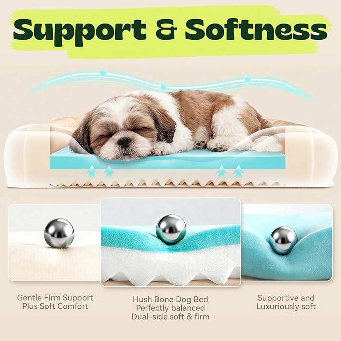 Aesthetic Dog Bed for Mediun Size Dogs Orthopedic with Cooling Gel Memory Foam Waterproof,Comfort Cute Cat Couch for Indoor Cats with Removable Washable Cover for Old Pet with Joint Pain
