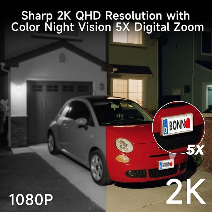 ELECCTV 5G/2.4G WiFi Security Cameras Wireless Outdoor, 2K Battery Powered WiFi Cameras with AI Motion Detection Spotlight Siren,Color Night Vision, 2-Way Talk, IP65, Cloud/SD Storage, Works w/Alexa