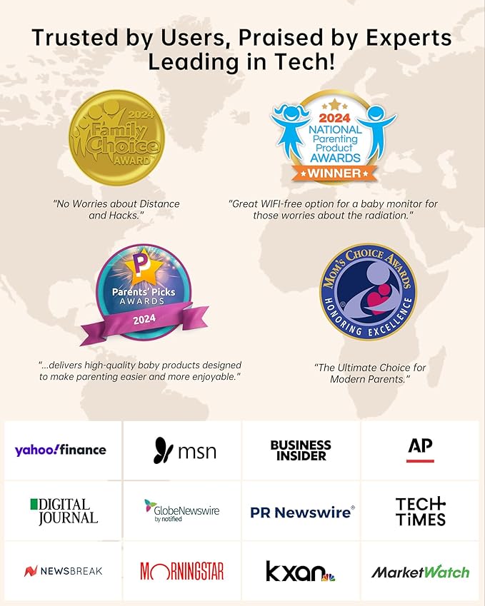 Jartoo 2K Video Baby Monitor with 2 Cameras and Audio, Long Range Baby Monitor No WiFi, 5.5" Split Display, VOX - AI Cry Detect, ANR, IR Night Vision, 2-Way Audio, 6000mAh